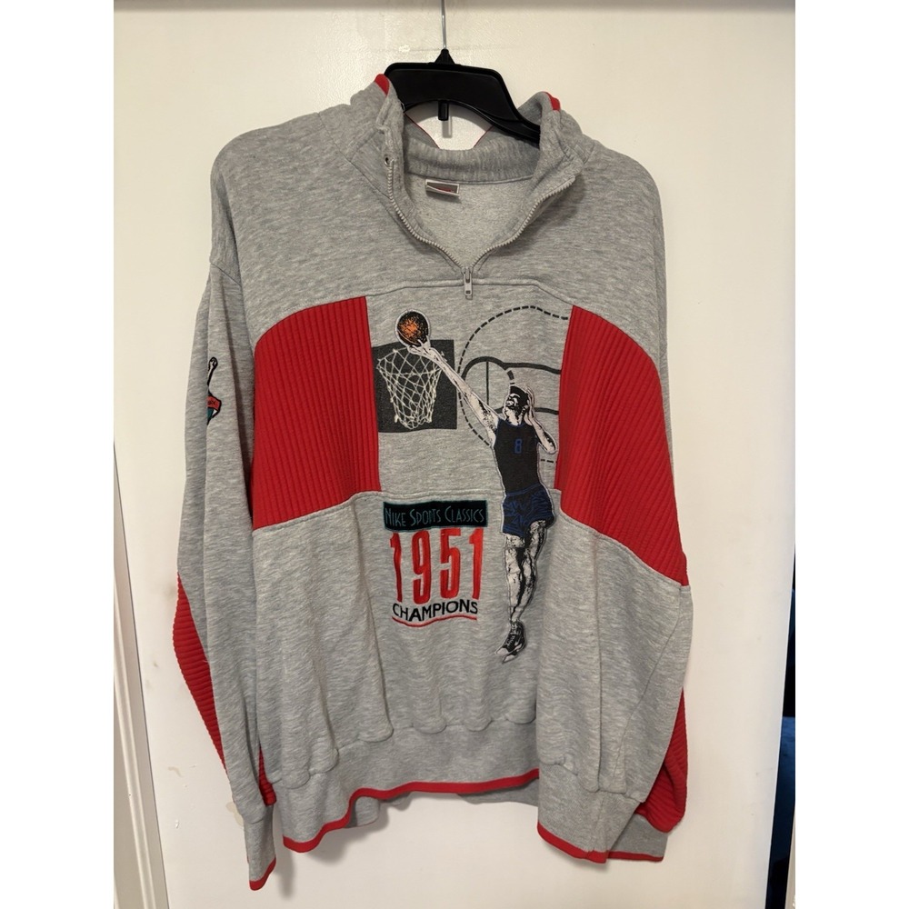 Vintage Nike Basketball Graphic Quarter Zip Pull Over XL